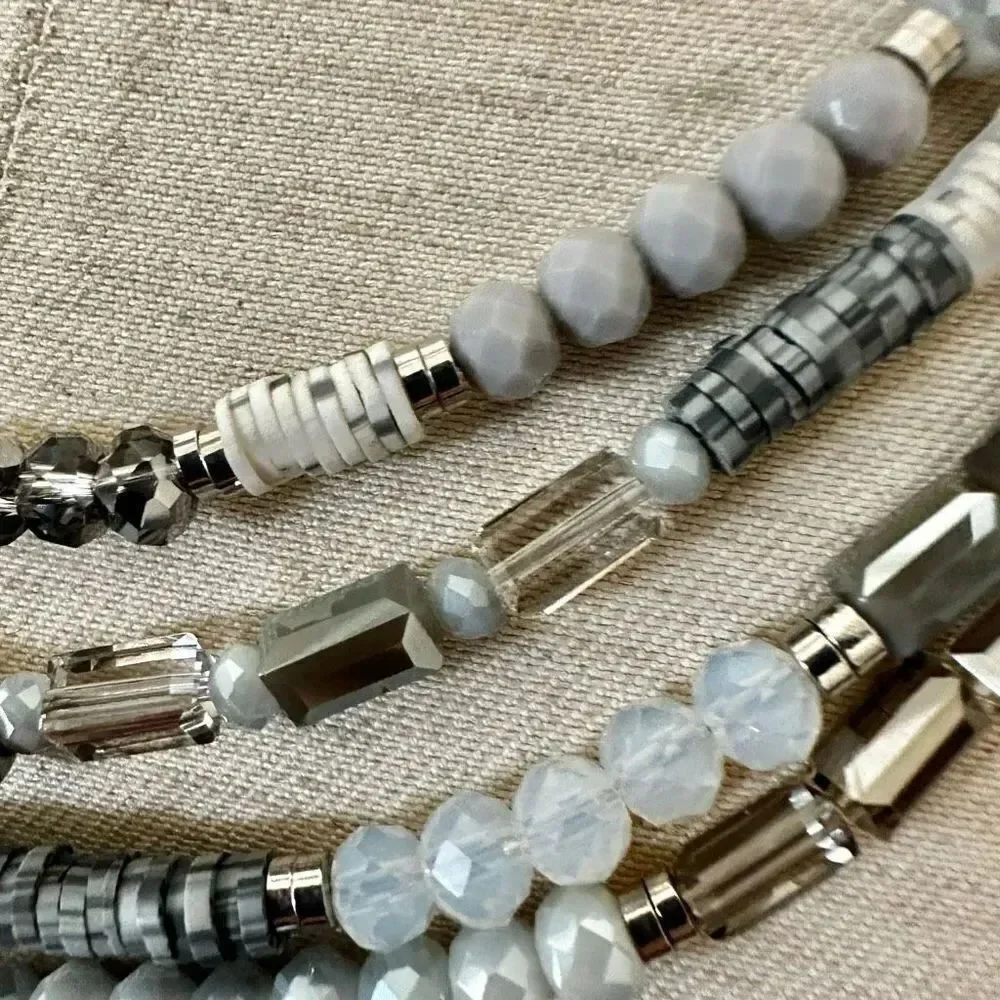 Blue  gray and white multi strand necklace